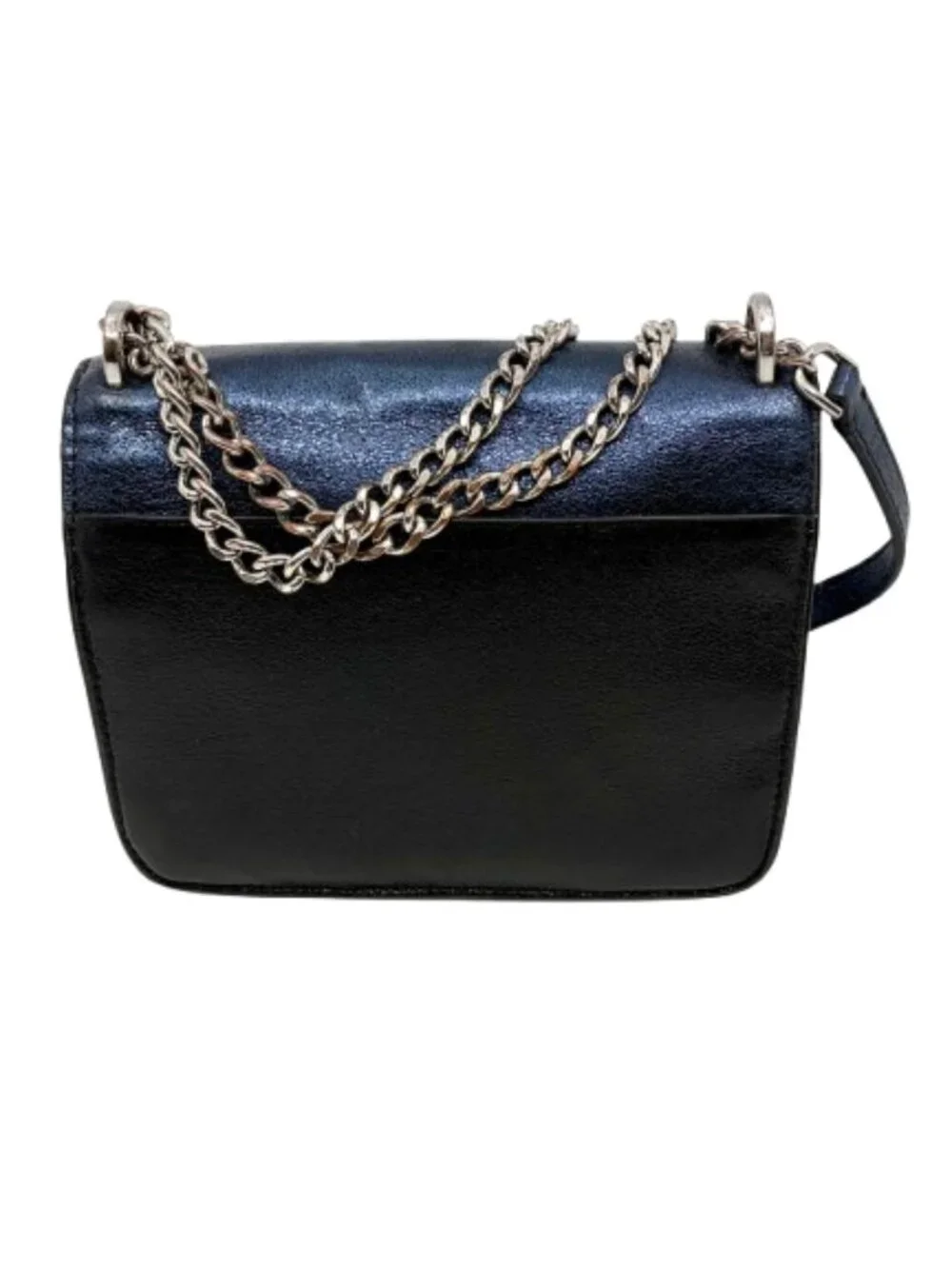 KATE SPADE~Remi Tricolor Metallic Leather Flap Chain Crossbody Bag~NAVY ICY BLUE